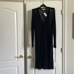 Loft, black cardigan, long and sheer